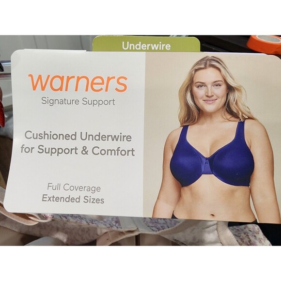 NWT Warners Signature Support Underwire Unlined Full Coverage Bra 35002A Sz 42D - Picture 7 of 8